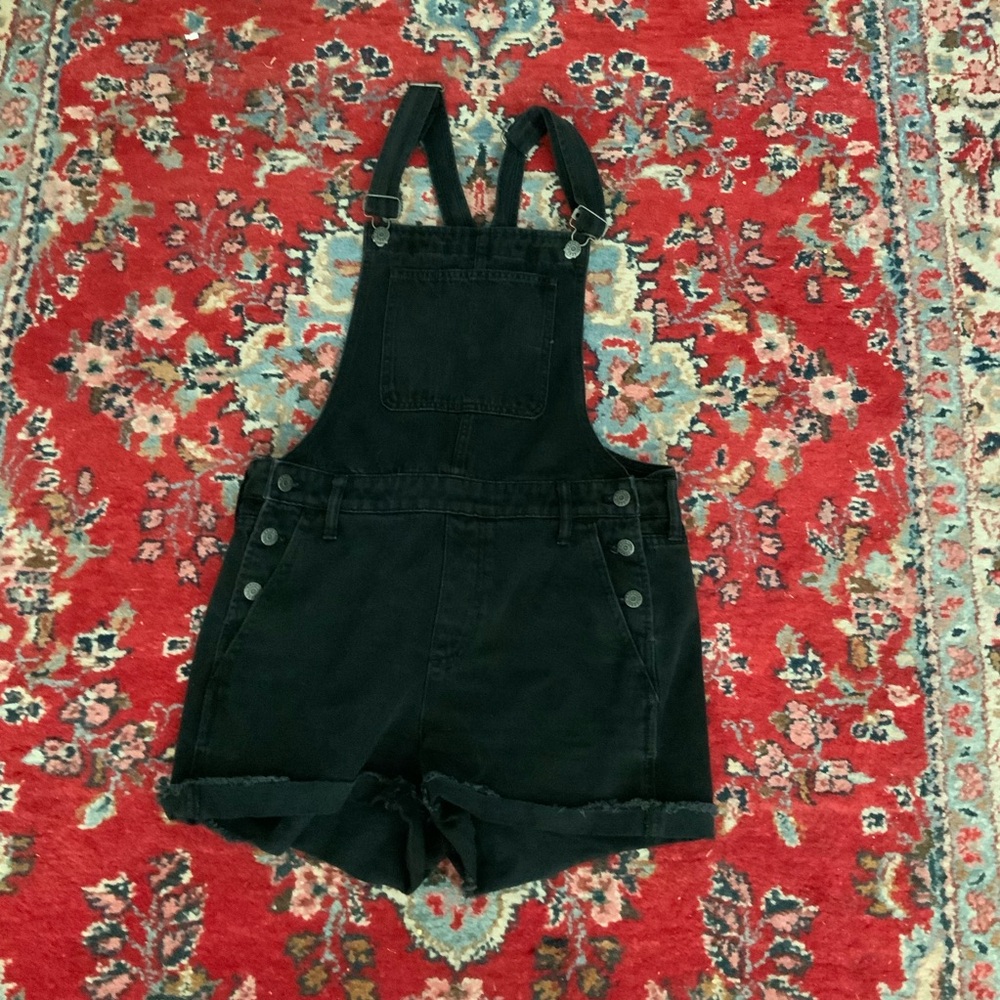 Madewell Adirondack  Shortalls Black Denim Overall Shorts Size M